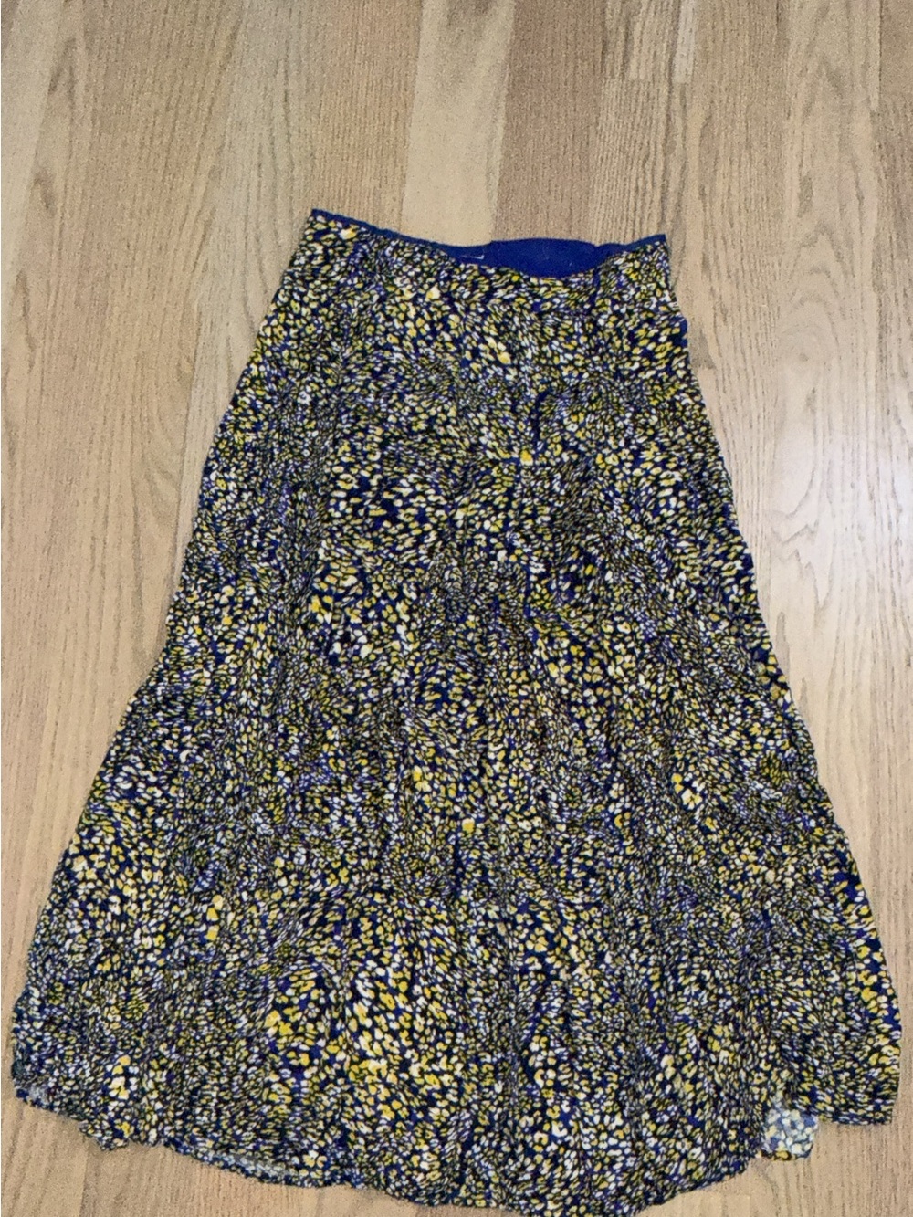 Reiss Navy and Yellow Floral A-Line Skirt
